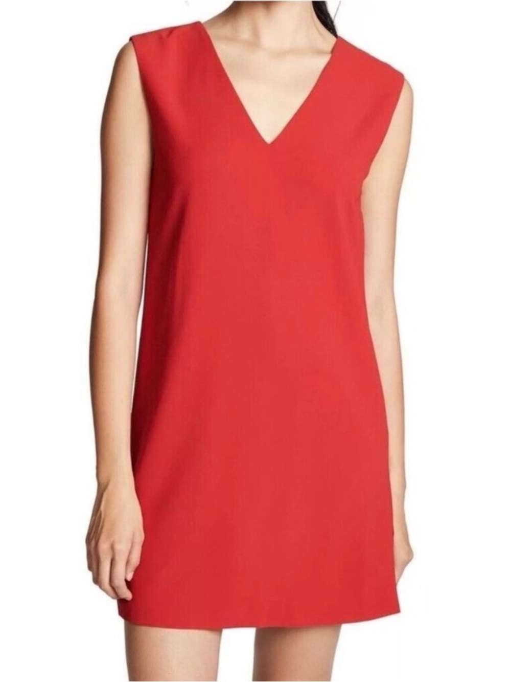 Alice + Olivia Sleeveless V-Neck Mini Dress in Bright Red